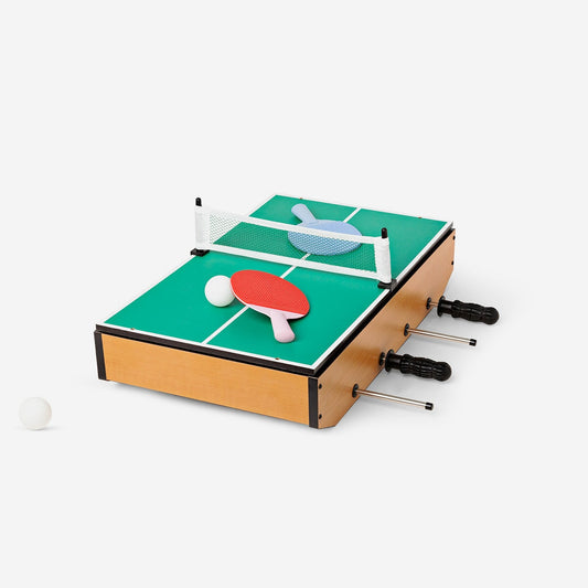Jogo de mesa 3 em 1. Futebol, tênis de mesa e shuffleboard