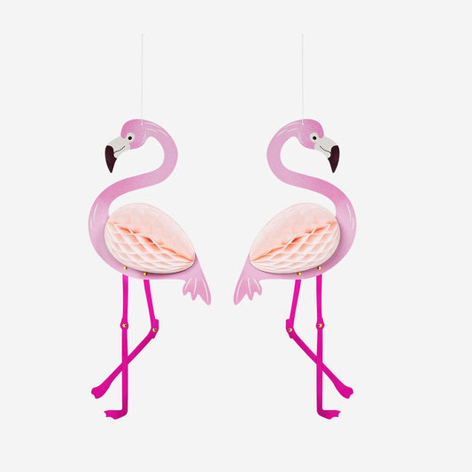 Flamingo-pynt til ophængning. 2 stk