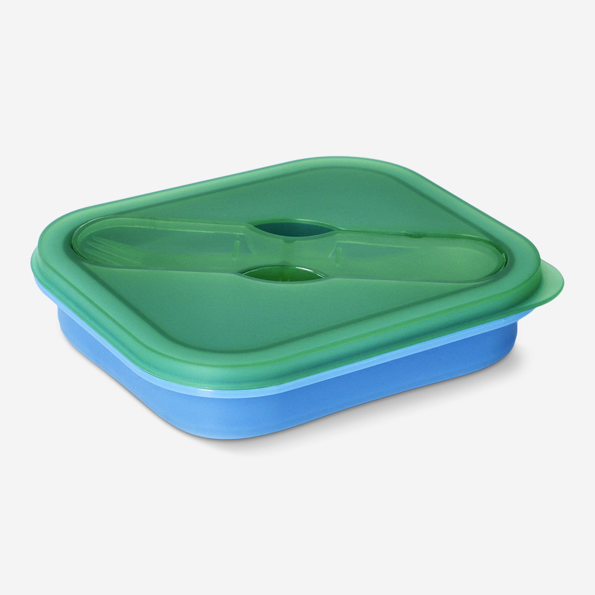 Blue Collapsible Lunchbox with Spork – 600ml Portable Meal Box