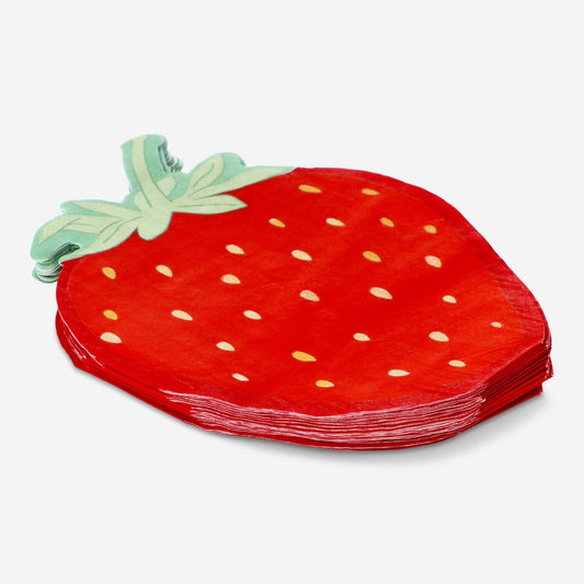 Servietten mit Erdbeeren. 15 Stk