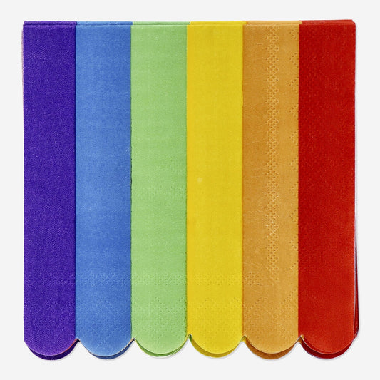 Regnbuefarvede servietter. 16 stk