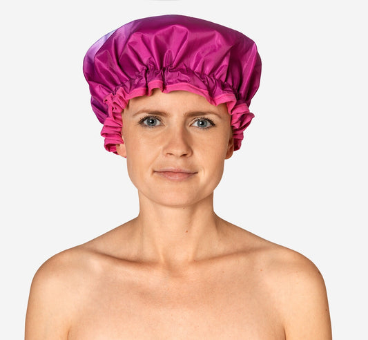Růžová sprchová čepice