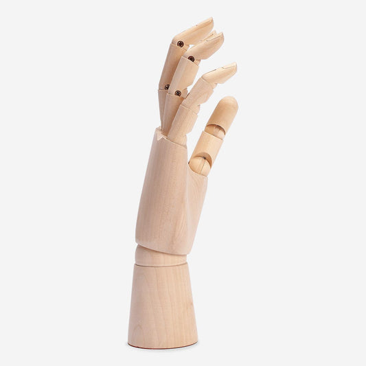 Modelo articulado de mão em madeira