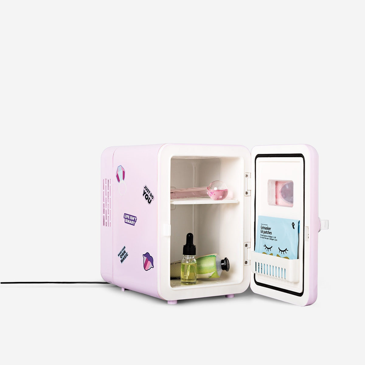 Purple Mini Cosmetics Fridge with Stickers – Stylish Skincare