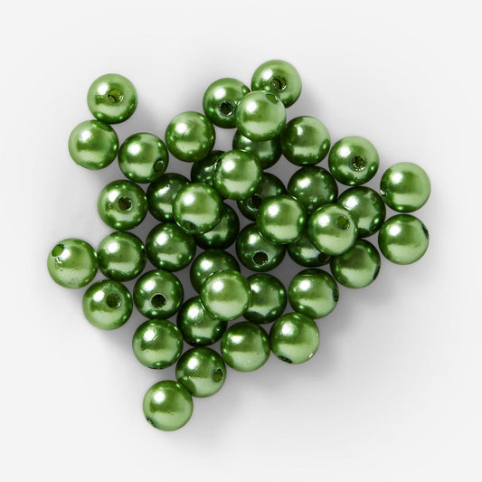 Green plastic beads for crafting - 40g pack