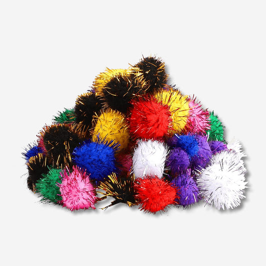 Mistura de pompons festivos multicoloridos - embalagem de 50