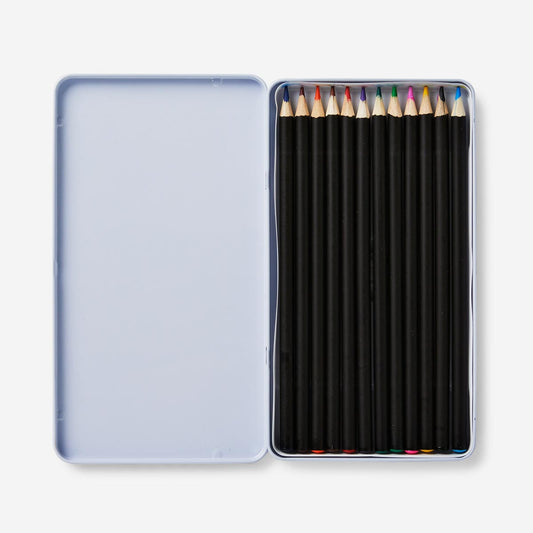 Crayons d'aquarelle - Coffret de 12 couleurs dans une boîte métallique