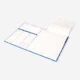 Blue office clipboard with spiral binding and playful cat print, designed by Flying Tiger Copenhagen.
