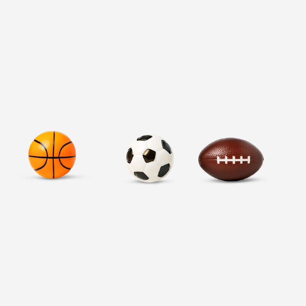 Set of three mini foam balls from Flying Tiger Copenhagen, soft toy balls for play and sensory activities