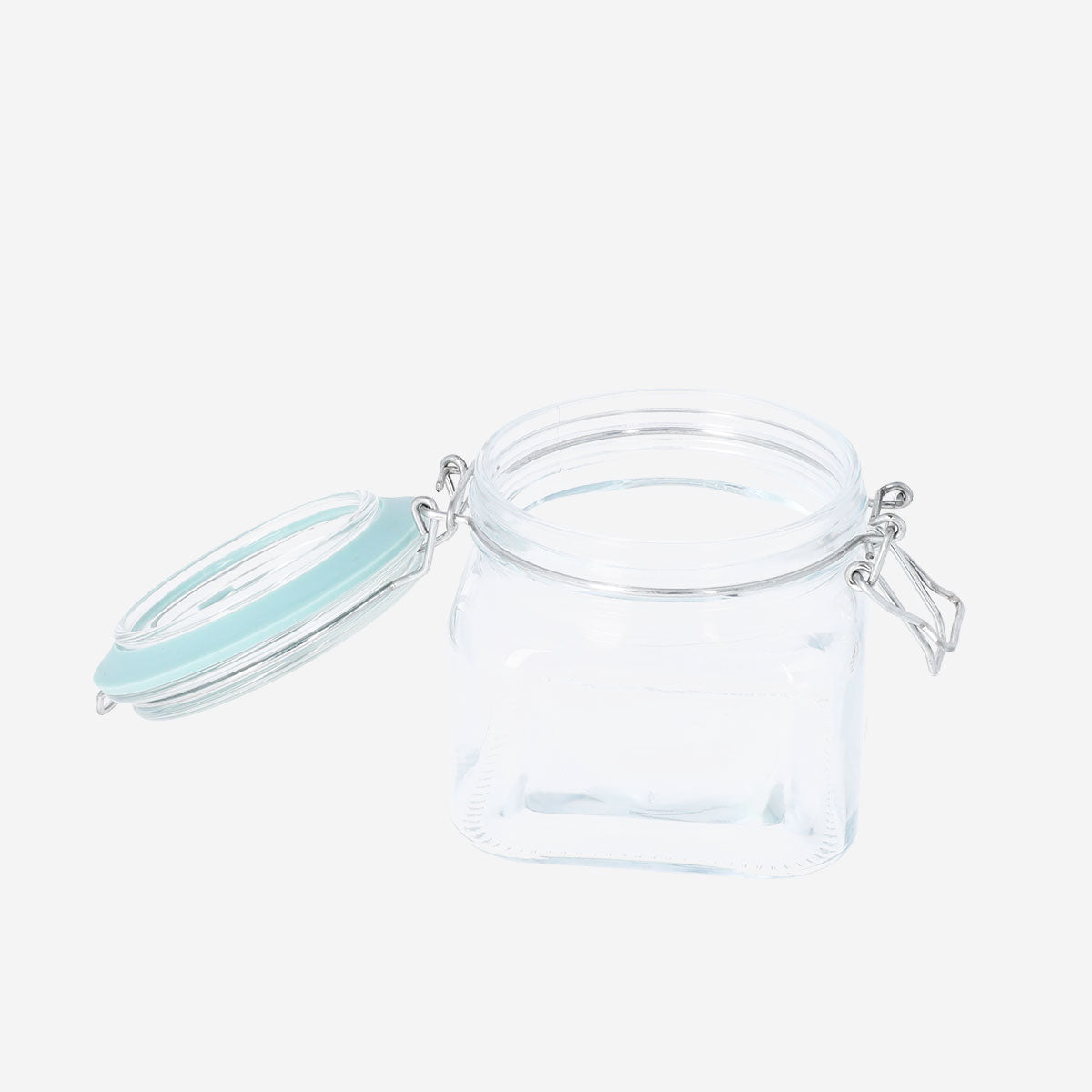 Flying Tiger Copenhagen square glass storage jar, 460 ml, clear kitchen container