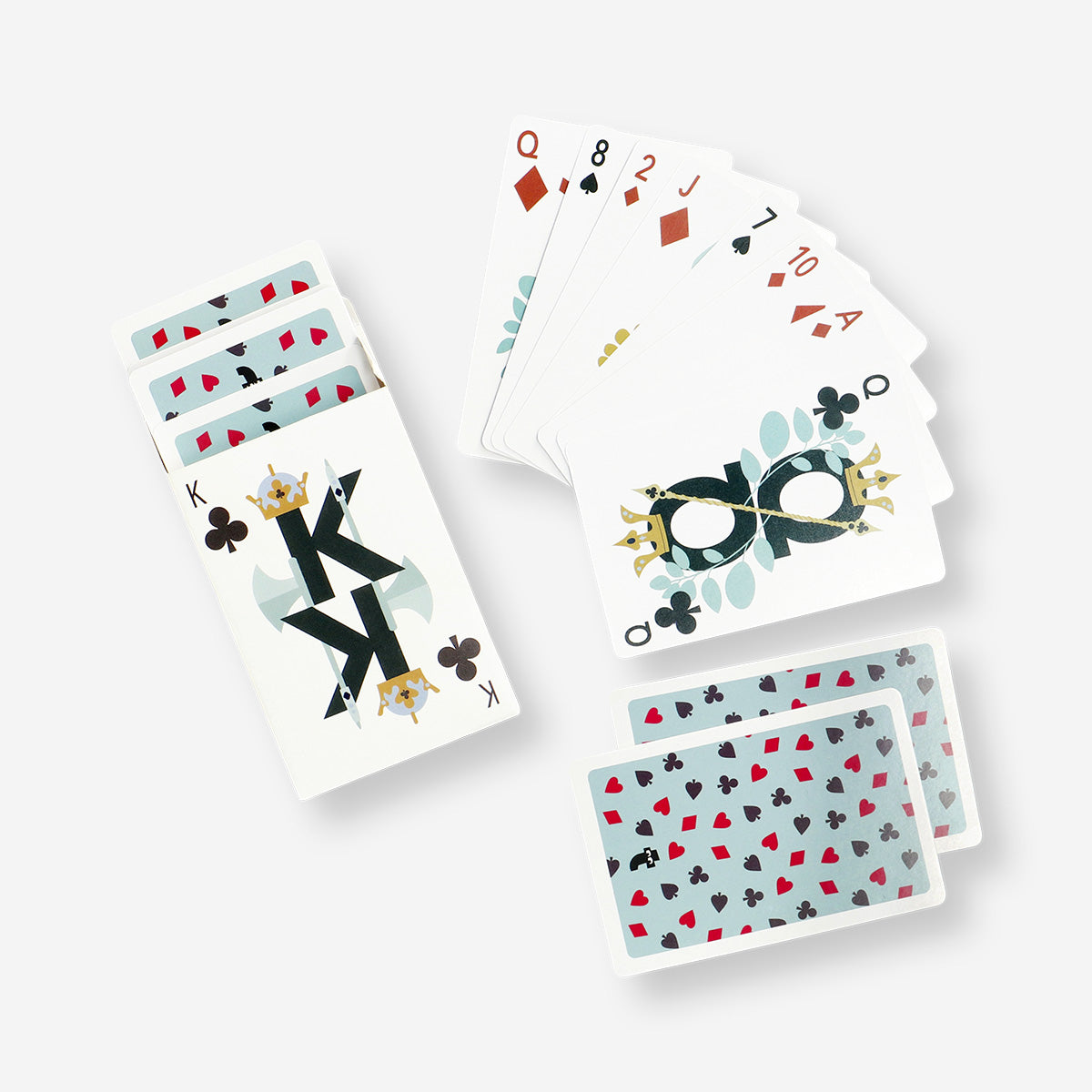 Set of Flying Tiger Copenhagen playing cards for card games, featuring colorful playing card designs on a white background.