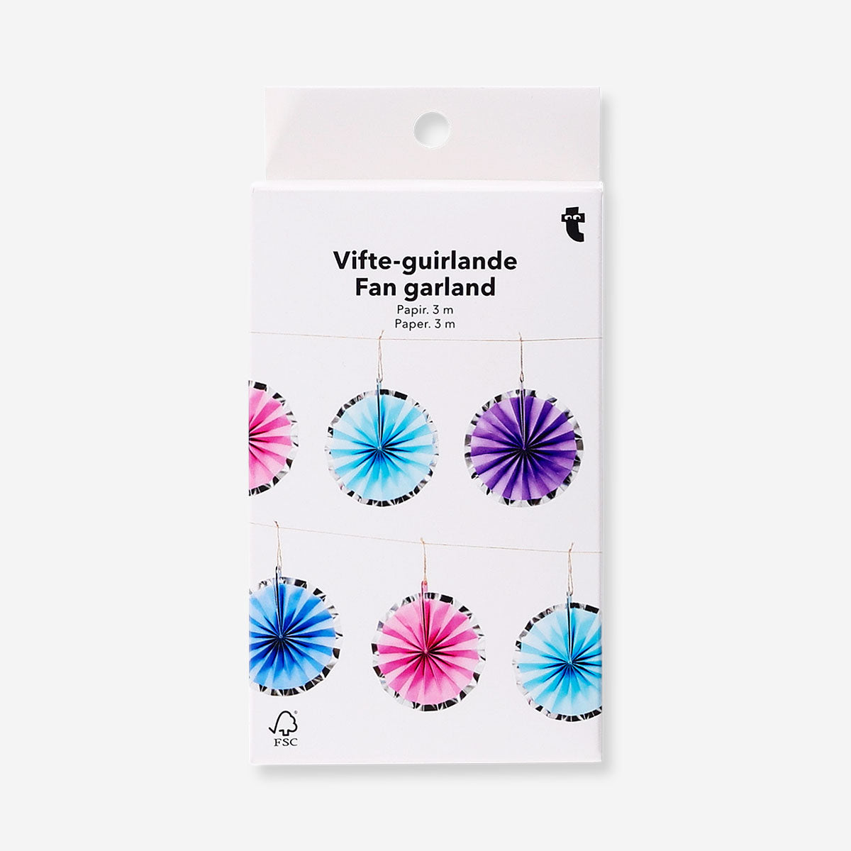 Colorful paper fans garland from Flying Tiger Copenhagen, 200 cm long, perfect for party decorations.