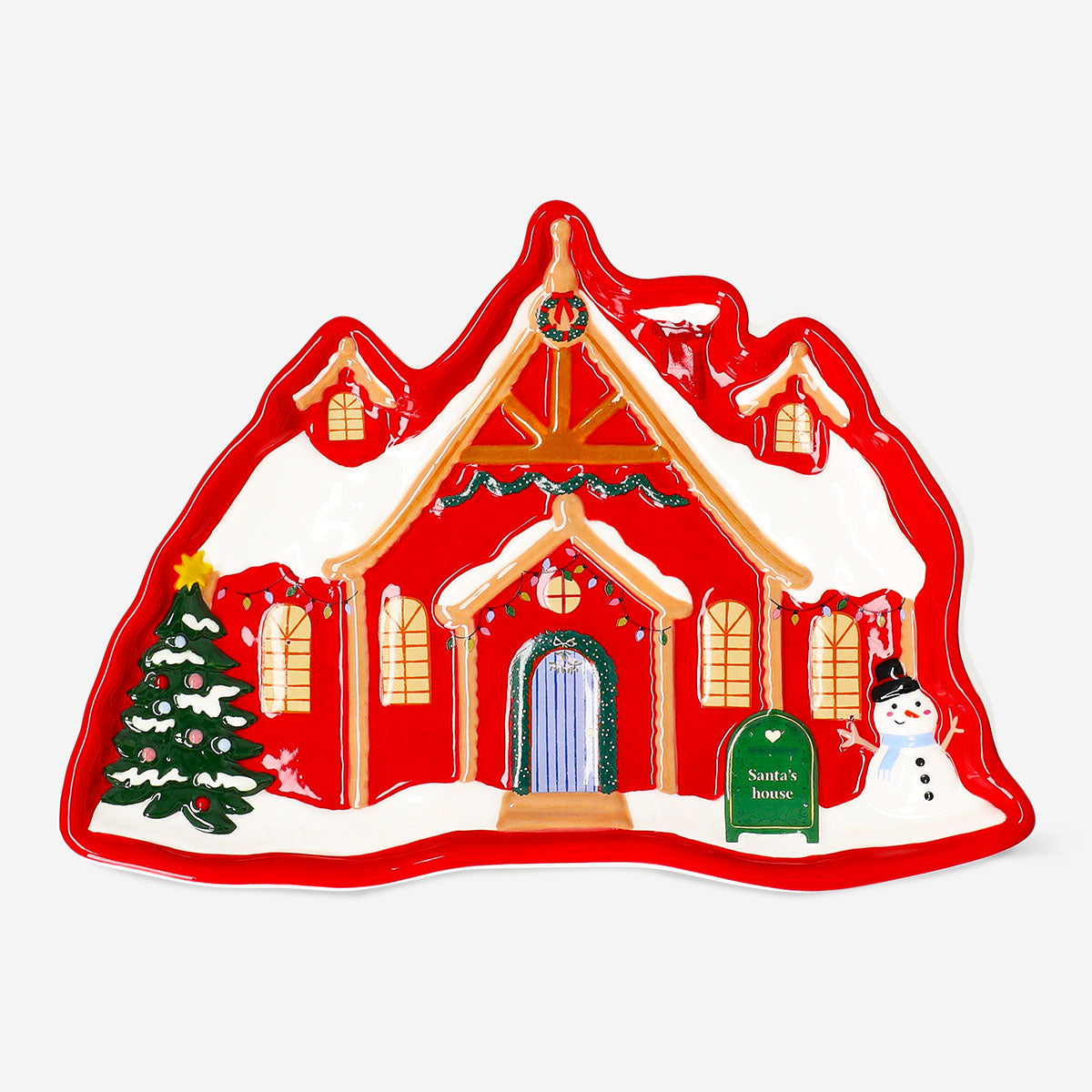 Flying Tiger Copenhagen Santa's house dish, 22 cm, ceramic kitchenware featuring festive holiday design for seasonal table decor.