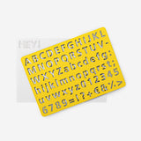 Wooden drawing stencil with alphabet letters and numbers for arts and crafts by Flying Tiger Copenhagen.