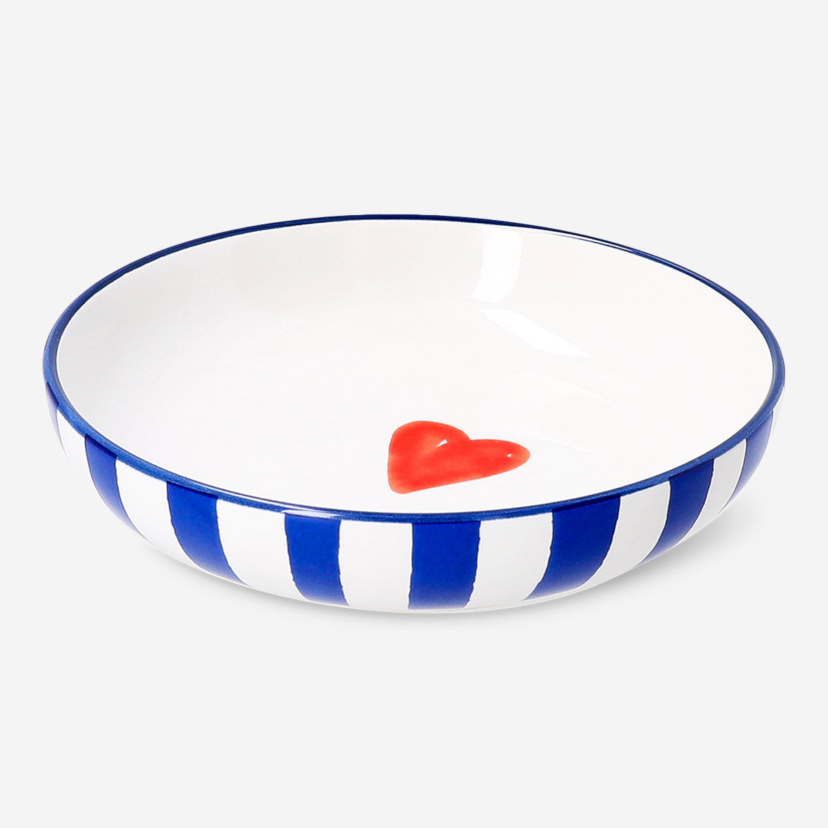 15 cm striped kitchen bowl with heart design by Flying Tiger Copenhagen, showcasing colorful ceramic with a charming pattern.