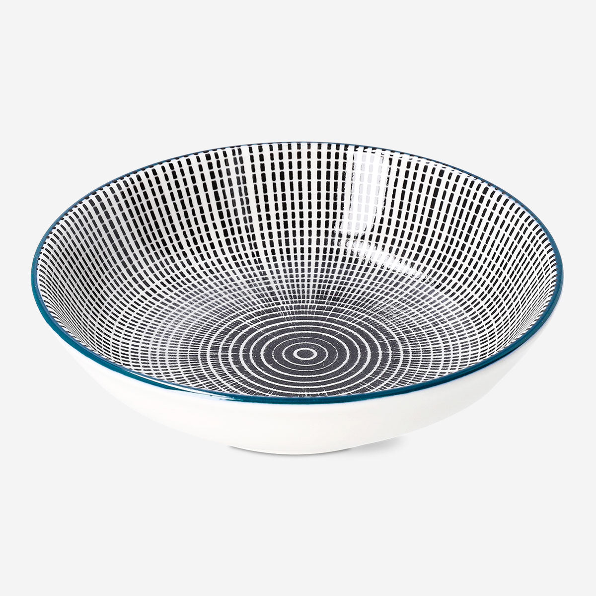 14 cm ceramic bowl with geometric print from Flying Tiger Copenhagen, ideal for kitchen use and decorative serving.