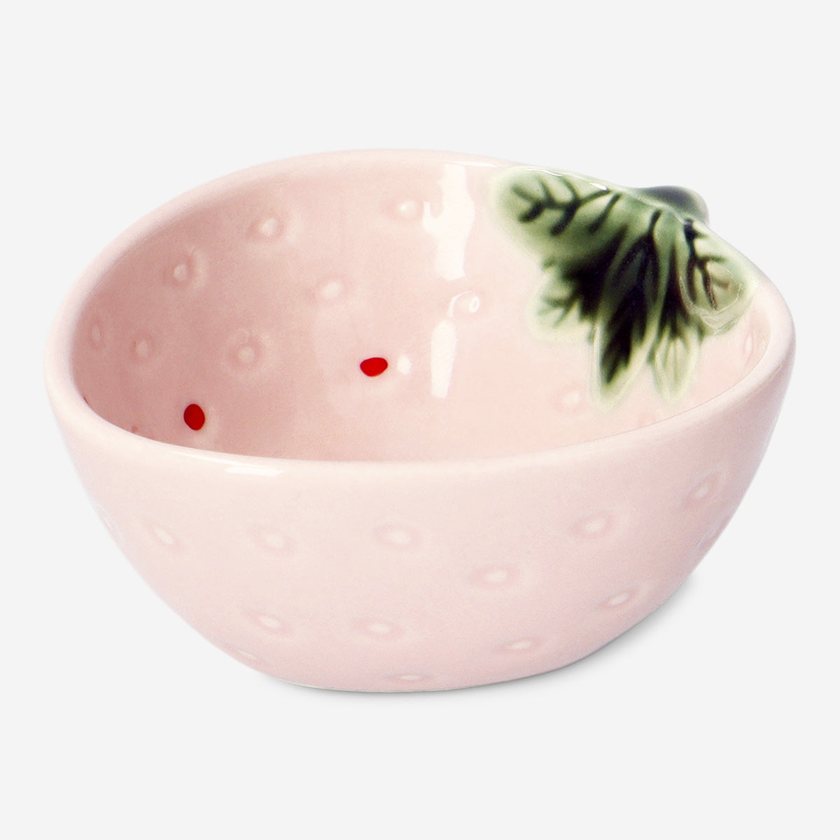 Pink ceramic strawberry bowl from Flying Tiger Copenhagen, 9 cm kitchen accessory with a vibrant strawberry design.