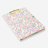 Flying Tiger Copenhagen floral clipboard folder with attached paper pads, ideal for office organization and note-taking.