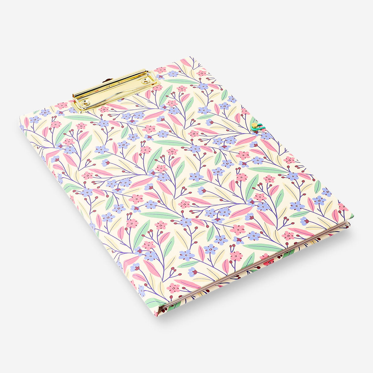 Flying Tiger Copenhagen floral clipboard folder with attached paper pads, ideal for office organization and note-taking.