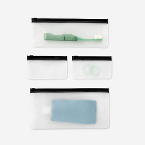 Set of four black leisure organiser bags with zippers by Flying Tiger Copenhagen, perfect for storage and travel.