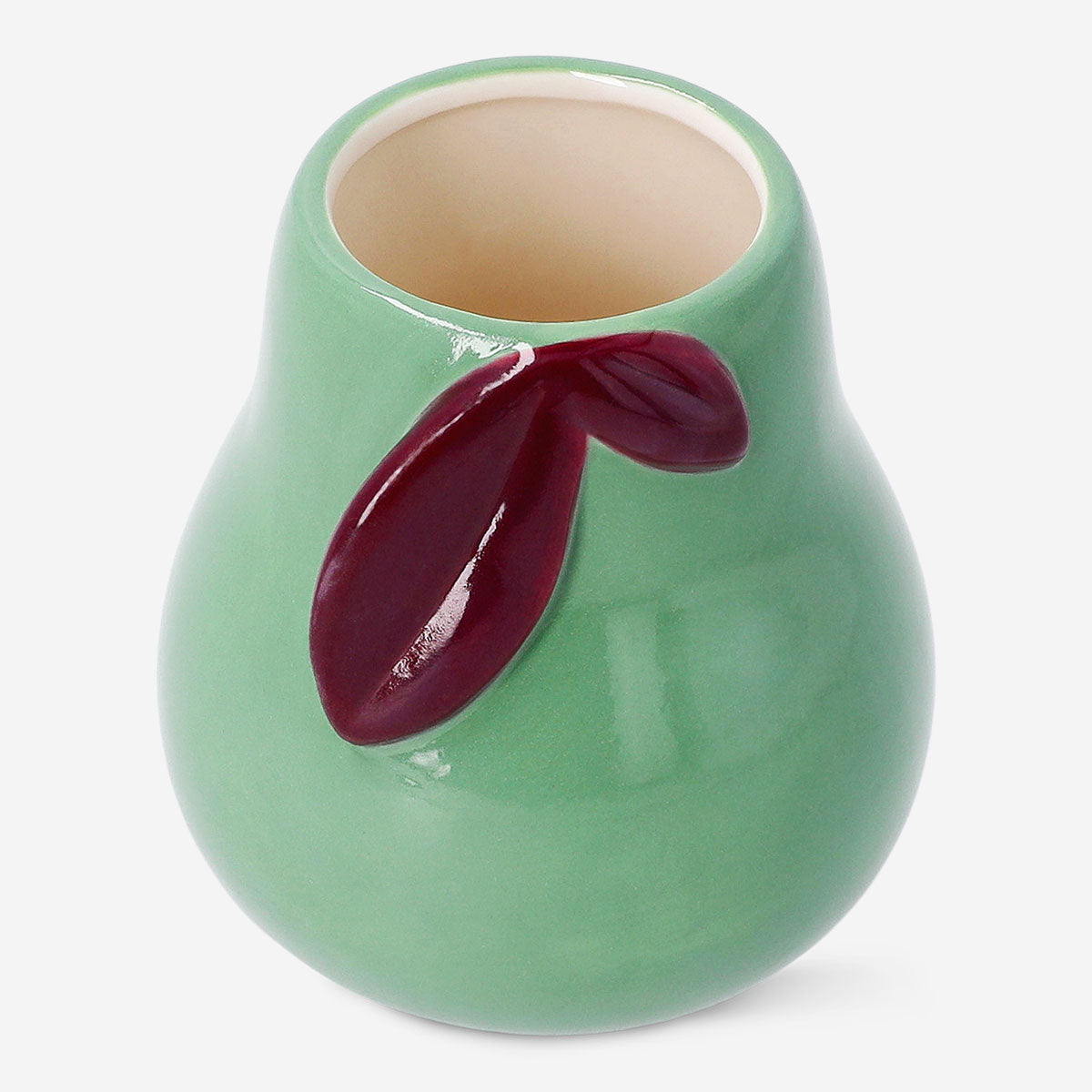Pear-shaped Flying Tiger Copenhagen toothbrush holder for bathroom organization, made of durable plastic in a bright color.