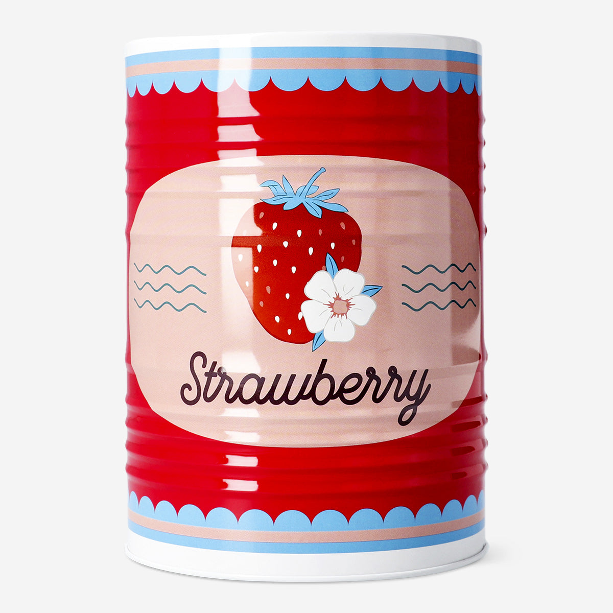 Metal storage tin with berry print from Flying Tiger Copenhagen, 17 cm, ideal for kitchen or home organization.
