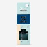 Flying Tiger Copenhagen evergreen reed diffuser for home, with glass bottle and natural reed sticks in a cozy setting.