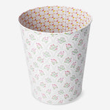 Floral metal office waste bin by Flying Tiger Copenhagen with colorful floral pattern and sturdy metal construction.