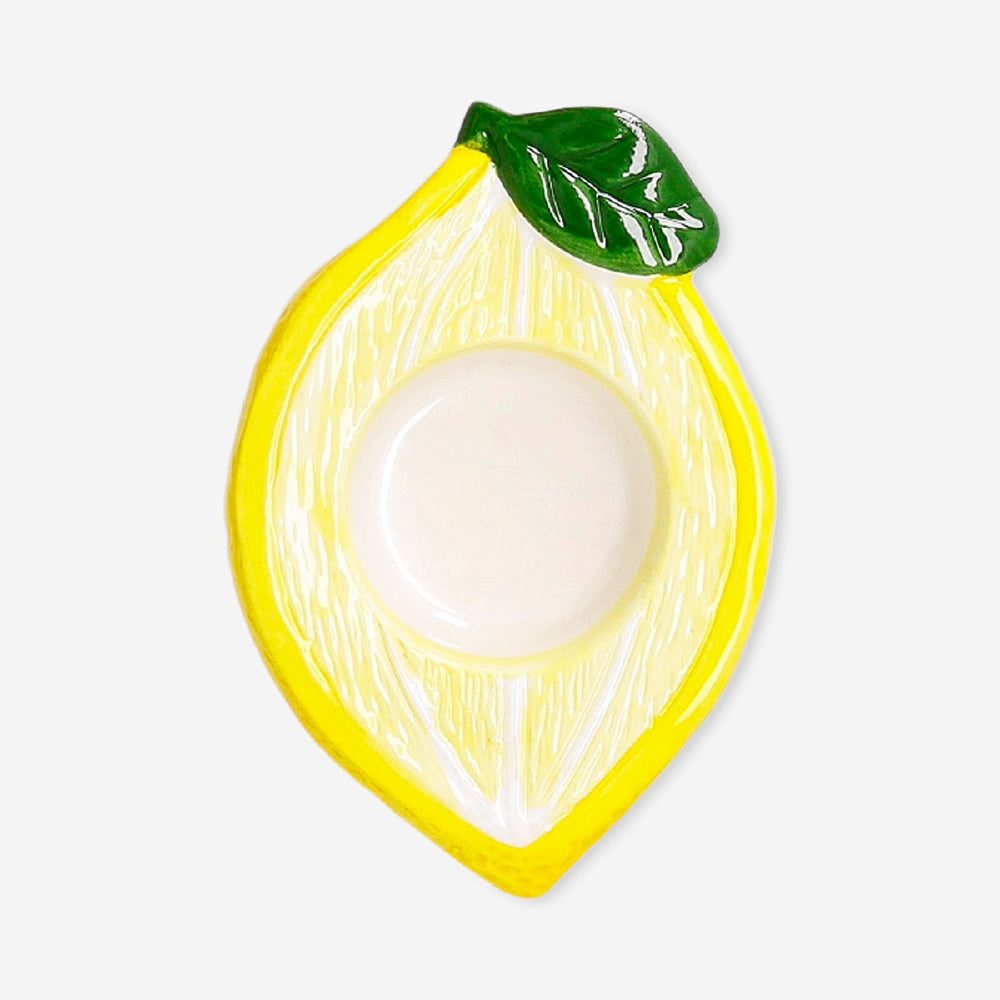 Keramisk fyrfadsstage med citron - 11 cm
