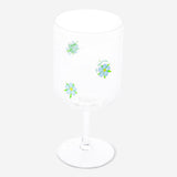 Blue embossed flower wine glass with 350 ml capacity, stylish kitchenware by Flying Tiger Copenhagen.