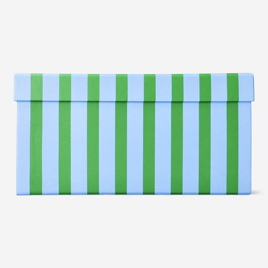 Paper storage box with green stripes - 24 cm