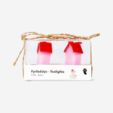 Pink and orange house tealights - 4 pcs
