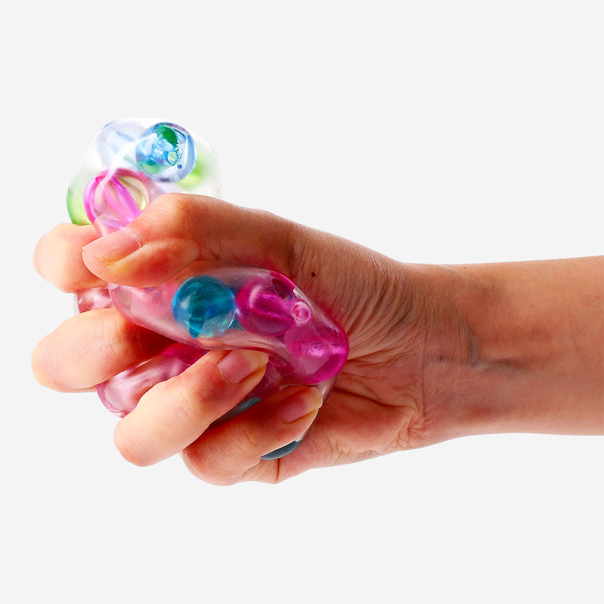 Flying Tiger Copenhagen press me toy fidget balls gadget with colorful squeezable balls for stress relief and sensory fun.