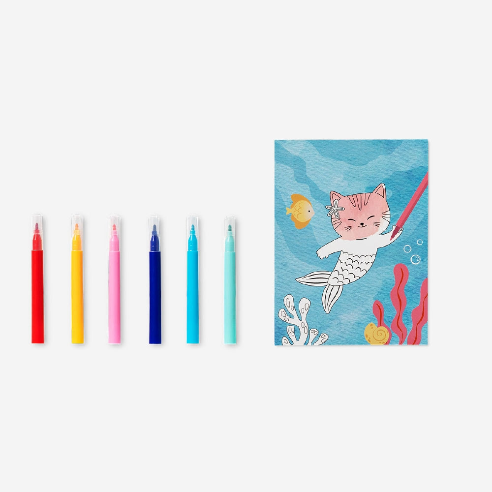 Drawing travel kit from Flying Tiger Copenhagen, compact hobby set with colored pencils, sketchpad, and accessories for on-the-go creativity.
