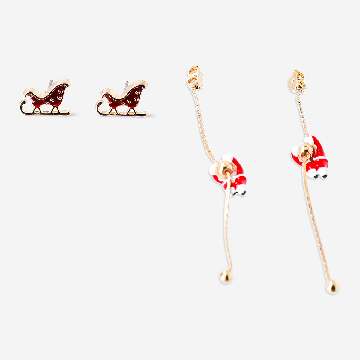 Through-ear earrings - Santa dangling on a rope