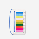 Flying Tiger Copenhagen office ruler with elastic band and page markers, featuring clear measurement markings and a compact design.