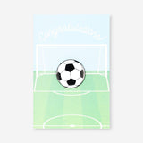 Flying Tiger Copenhagen soccer-themed office greeting card with colorful soccer ball and vibrant design for sports fans.