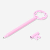 Pink key-shaped ballpoint pen from Flying Tiger Copenhagen, designed for office use, with a sleek, colorful key shape.