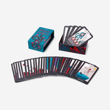 Set of Flying Tiger Copenhagen tarot cards for game or fortune-telling, featuring colorful illustrated card designs.