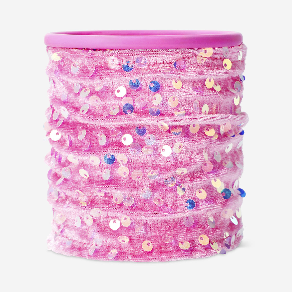 Pink pencil holder with sequins
