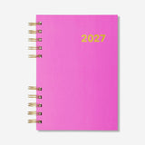 Pink B6 daily diary 2027 by Flying Tiger Copenhagen, open to show pages for daily planning and organization.