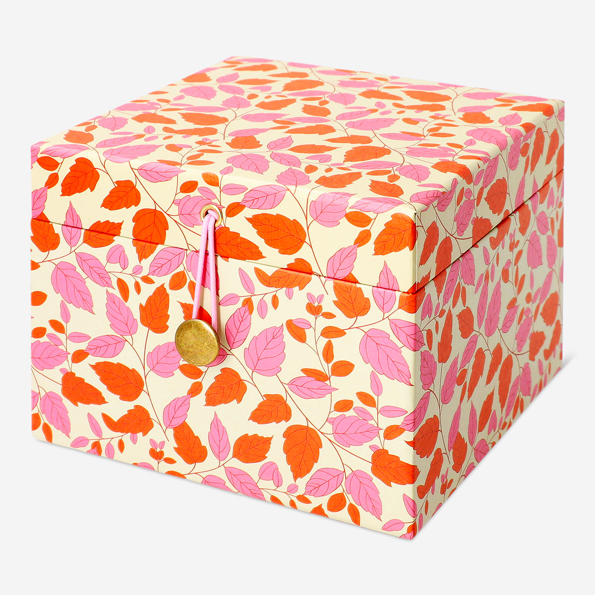 Flying Tiger Copenhagen autumn leaves storage box, 15x15 cm, home organization container with decorative fall leaf design.