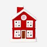LED ceramic gingerbread house in red - 10 cm