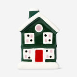 LED ceramic gingerbread house in green - 9 cm