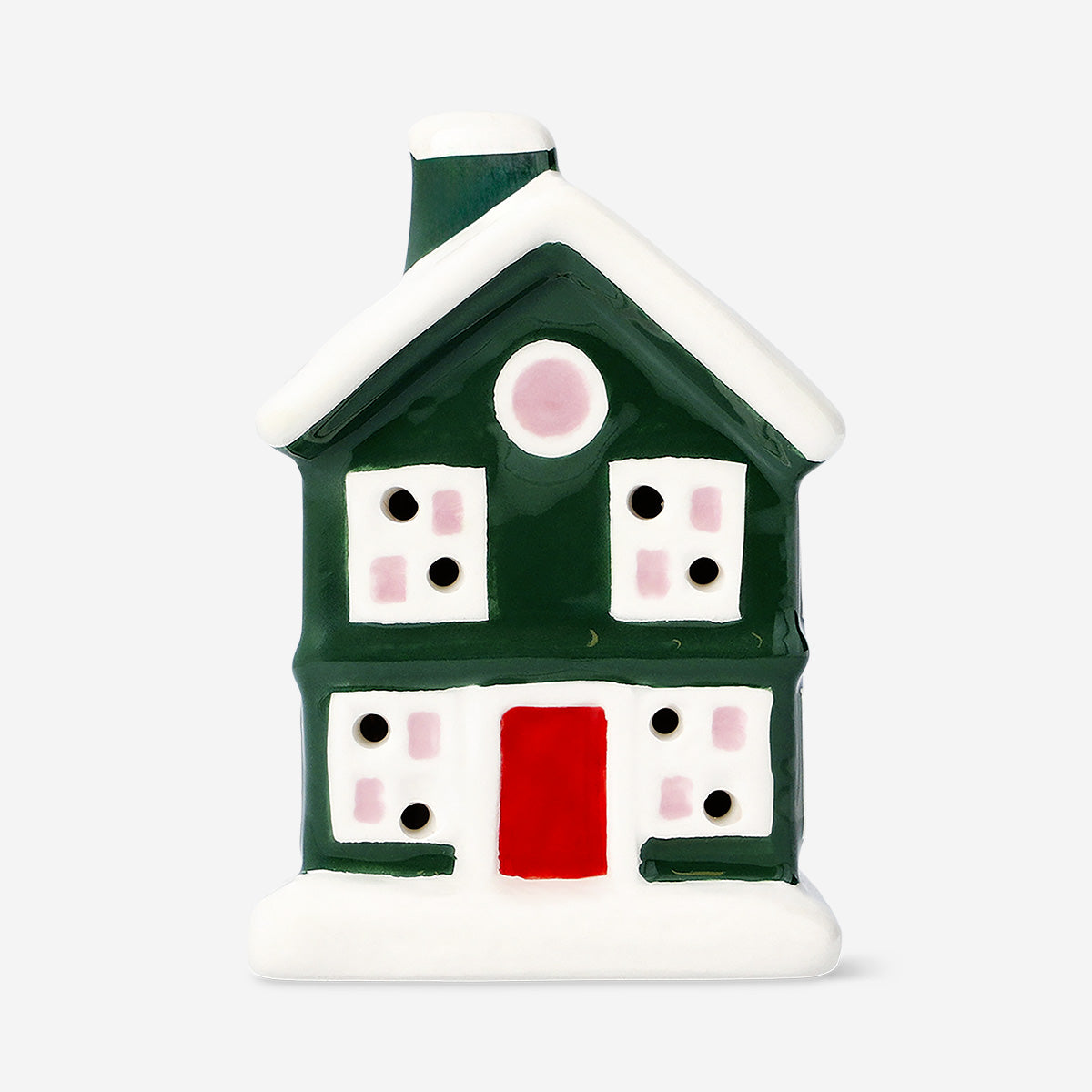 LED ceramic gingerbread house in green - 9 cm