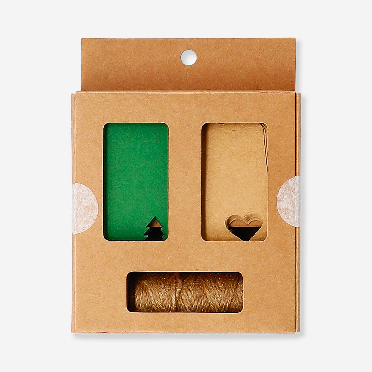 Green gift decoration set for office use by Flying Tiger Copenhagen, featuring colorful paper banners and decorative accents.