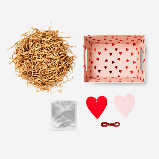 Gift basket set adorned with hearts