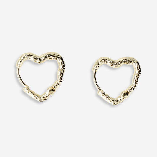 Hanging earrings - Gold heart hoops