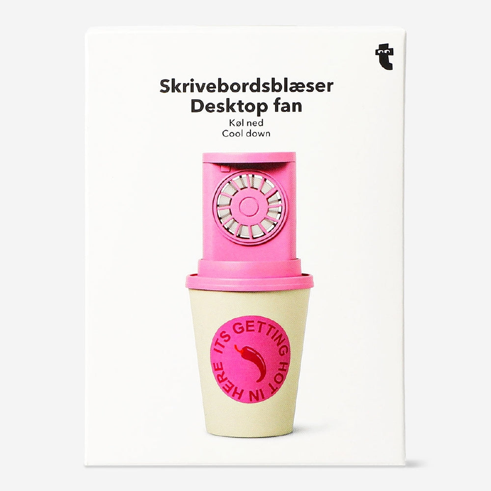 Bureauventilator als koffiebeker