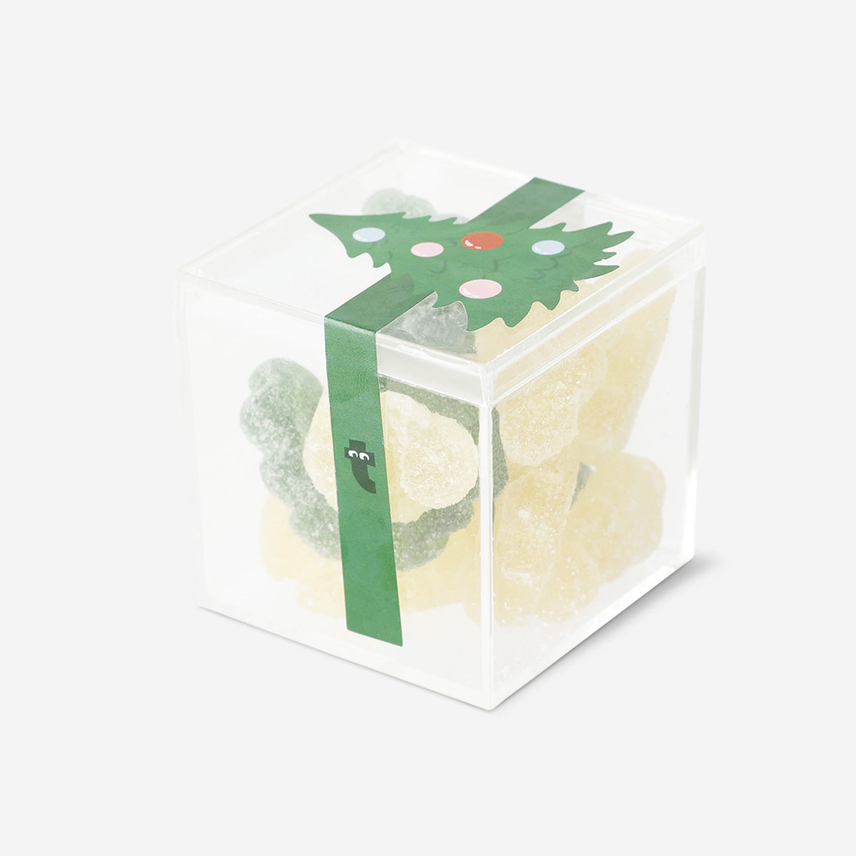 Colorful Flying Tiger Copenhagen sour gummy cube candies arranged in a pile on a white background.